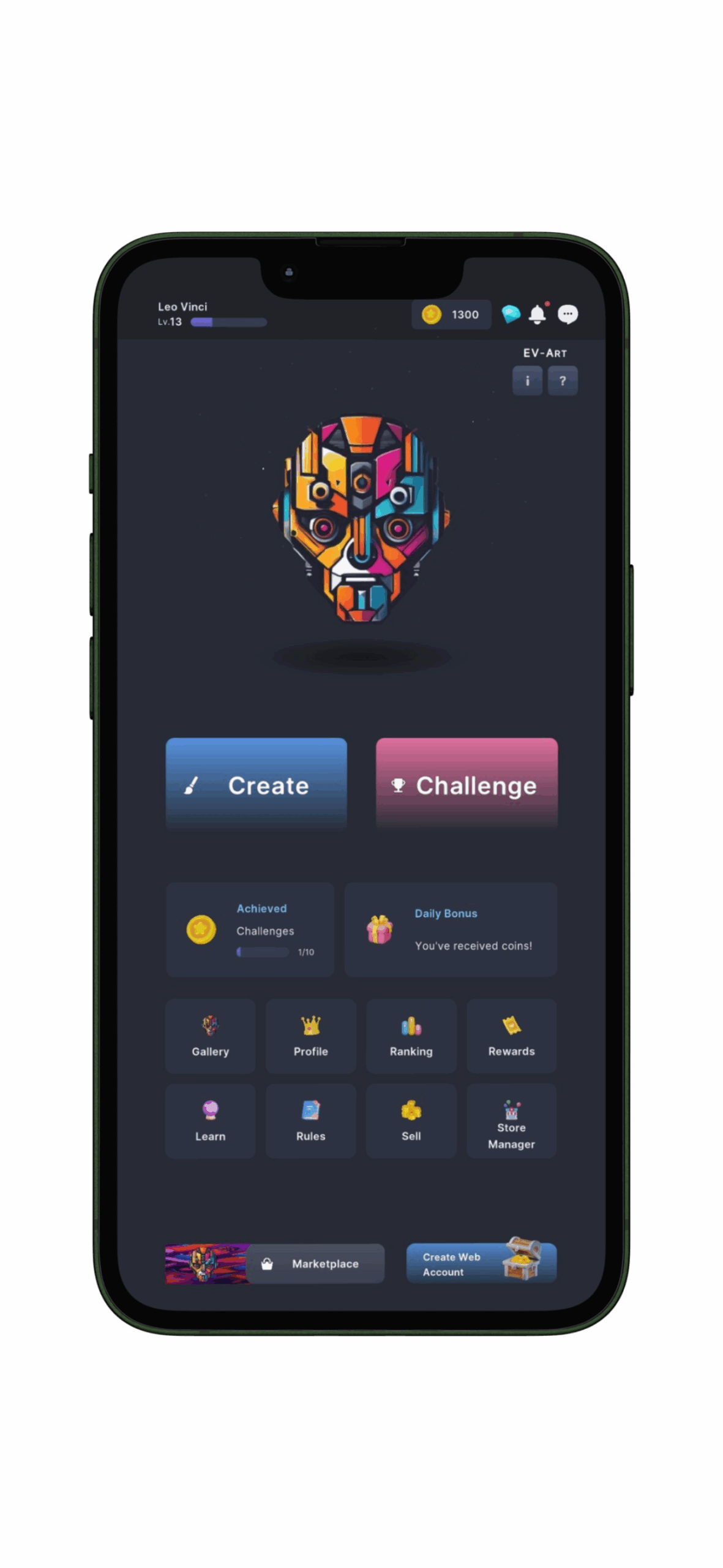 Play free cash giveaways in the EV-Art app
